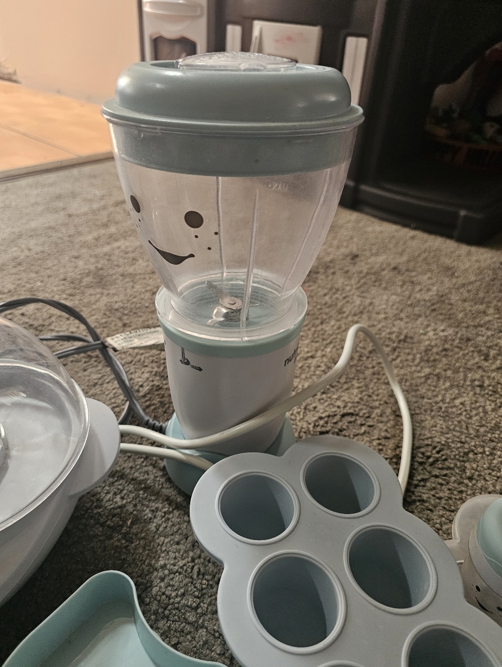 Baby Food Maker Blender with Lid - Light Blue/Gray